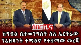 ሰበር ሰበር - ከግብፅ ቤተመንግስት ስለ ኤርትራው ፕሬዘዳንት ተማፅኖ የተሰማው መረጃ 