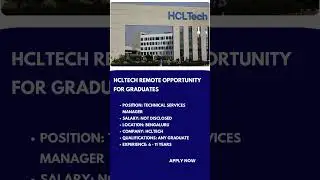HCLTech Remote Opportunity for Graduates | Link in Description | #job #shorts #hcl