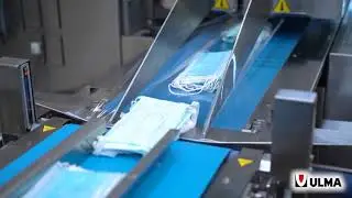 Medical face masks packaging in FM 205 flow pack wrapper