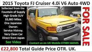 ( SOLD ) Toyota FJ Cruiser 4.0i Auto 4WD 33,000 Miles, One Owner, Service History,