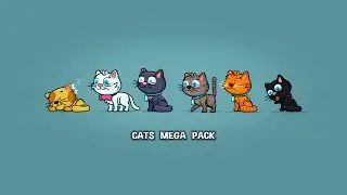 Cartoon cat game sprite pack animation preview