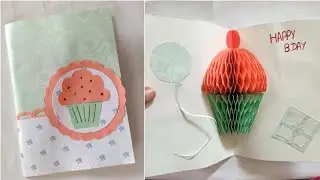 DIY cupcake Pop up Card - Paper Crafts - DIY Pop up Card/Easy handmade birthday pop up Card/3D cake