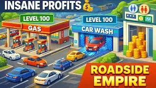 Roadside Empire Gameplay | Max Level Gas Station, Car Wash & Huge Profits