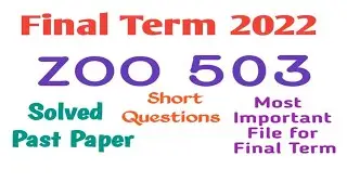 zoo503 final Term past paper solutions