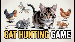 Cat Hunting Game On Screen | Mice, Birds & Dragonfly