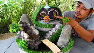 How to Build Underground house Beautiful Mini Underground house with Mini Waterfall From Cement
