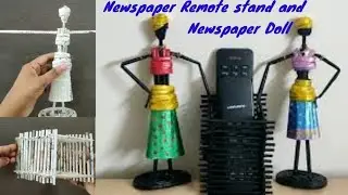 How to make a remote stand and African doll using waste paper / Newspaper crafts