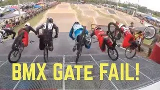 Elite Men BMX Gate FAIL! Everyone Crashes!