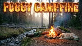 🌲🔥 12 Hours Foggy Pine Ridge Campfire & Stream Ambience for Sleep and Deep Focus