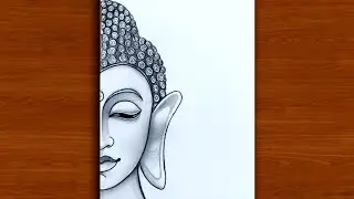 How to draw Buddha Half face | Buddha drawing | Buddha purnima 2023 drawing | #buddhadrawing