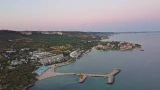Flight with DJI mini 2 over White Lagoon Kavarna Bulgaria at dusk