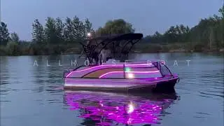 17FT Sport Pontoon Boat Sea Trial | Yellow-White Deck Boat Test Run Highlights!