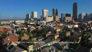 1400 aerial view French quarter and New Orleans central business district stock video footage