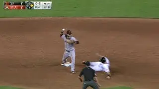 SF@MIA: Posey starts a pretty 2-6-3 double play