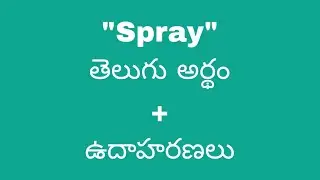 Spray meaning in telugu with examples | Spray తెలుగు లో అర్థం @Meaning in Telugu