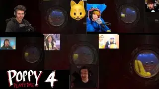 Reaction by famous Youtubers when huggy wuggy returns in poppy playtime chapter 4  #reaction