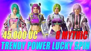 45,000 UC丨TRENDY POWER Lucky Spin丨8 MYTHIC丨Got Them All 😍丨Pubg Mobile