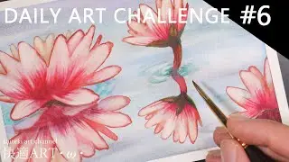 DAILY ART CHALLENGE #6 watercolor Water lily  一日一絵チャレンジ！水彩で睡蓮を描く
