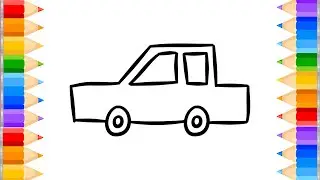 How to Draw a Kids Car || Simple Rainbow Car Drawing || Easy Car colouring for Toddlers