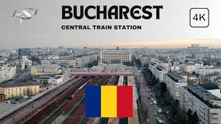 4K Bucharest Romania Train Station | GARA DE NORD | Pod Basarab | Drone Footage of Trains