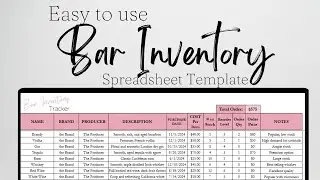 Bar Inventory Tracker, Beer Alcohol Liquor Inventory Sheet, Restaurant Template Google Sheets Excel