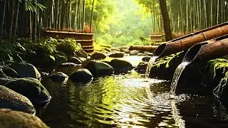 Soothing Bamboo Fountain & Piano Relax | Natural Ambience for Deep Sleep, Spa, Yoga & Focus, Healing