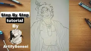 How To Draw Krishna Ji Sketch In Anime Style 🔥 | Step By Step Tutorial | #shorts #drawing #krishna