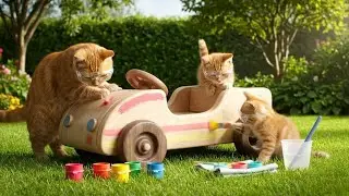 Mama Cat & Ginger Kitten Handmade Wooden Car 🚜🚗 | Healing Cat Story