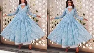 Sky blue 🔵 gown for party wear/angrakha suits and frocks #youtubeshort  #angrakhastyledressesfrock 