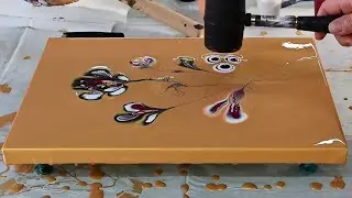 (836) Painting with Mallet ~ Acrylic pour flower painting ~ Stress relief ~ Fluid art for beginners