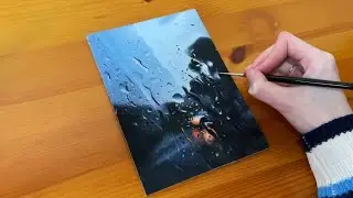 Oil Painting Time lapse | Rain Drops With Orange Bokeh