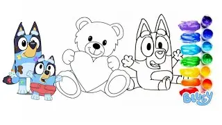 Bluey Cartoon 🧸 Drawing with a Giant Teddy Bear