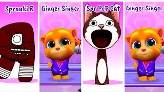 Who Will Prevail: Sprunki R Sprunki Pop Cat Vs Ginger Singer ? 😮 | 🫠 Mega Battle #355