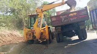 JCB Excavator Loading Soil into Truck | Heavy Equipment Road Work Construction SiteJCB Backhoe 