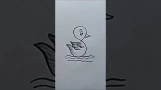 Cute Baby Duck Drawing with Letter S ✍️🦆