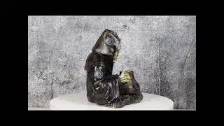 Grim Reaper Skeleton Wizard Chanting Spells Backflow Incense Cone Burner Statue