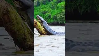 The Anaconda hunts by guiding itself on vibrations in the water #snake #anaconda #snakevideo