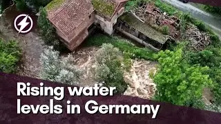 Drone footage shows rising water levels in southern Germany