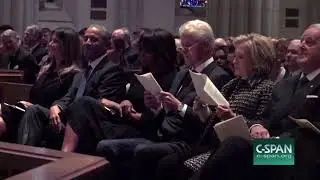 Melania Laughs With Barack Obama At Barbara Bush Funeral