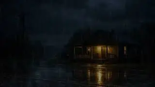 Night Rain ASMR Outside a Small American House | Dark & Calm Ambience