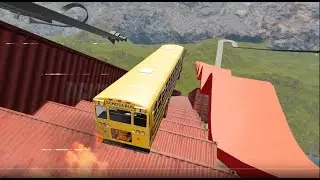 USA School Bus Stairs Jumps Down &ndash; Crazy BeamNG Drive Crash You Have to See