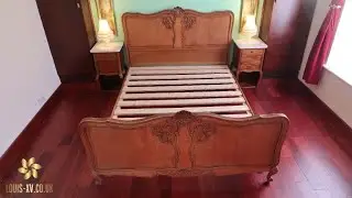ANTIQUE LOUIS XV FRENCH KING BED CARVED OAK & A PAIR OF MARBLE TOP NIGHTSTAND / LOUIS-XV.CO.UK