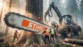 Extreme Dangerous Fastest Big Chainsaw Cutting Tree Machines | Monster Stump Removal Excavator #2
