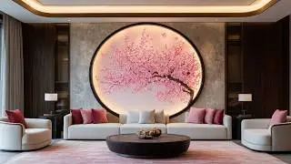 Living Room Decorating Ideas 2025 | Elegant Peach Blossom Painted Walls & Trendy Interior Design
