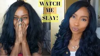 How to Slay a Lace Frontal Wig in less than 15 Minutes ft. Ali Julia Hair| Blue Hair