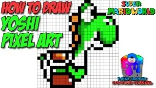 How to Draw Yoshi Pixel Art 16-Bit - Drawing Super Mario World Pixel Art Tutorial