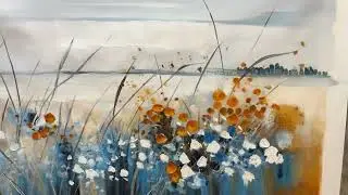 Textured Wildflower Oil Painting, Abstract Landscape Canvas Art