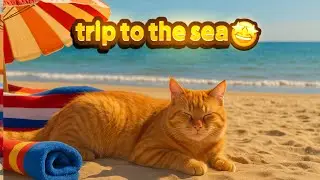 Orange Cat&rsquo;s Day 🐾🌊 | A Fun Trip to the Beach