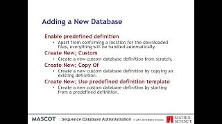 Sequence Database Administration (archive recording, 2014)