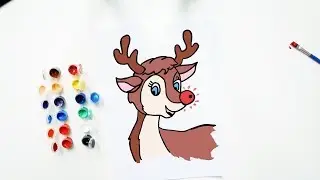How To Draw CHRISTMAS REINDEER For Kids | Rudolf The REDNOSED Reindeer Coloring Pages